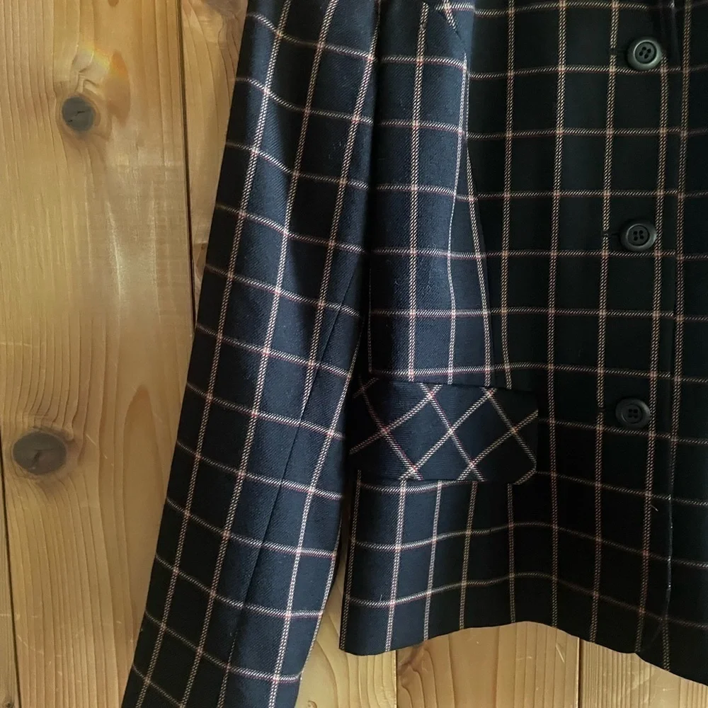 90's Vintage Wool Window Pane Plaid Power Mini Skirt Suit